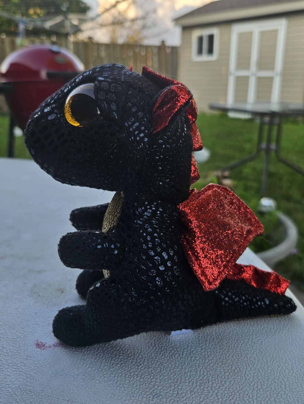 Ty Beanie Boos GRINDAL the Black Dragon NO HORN (6 Inch) Stuffed Animal Toy